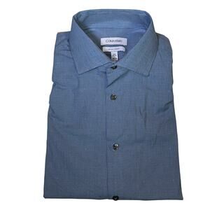 Calvin Klein Steel Men's Slim-Fit Stretch Dress Shirt blue 16.5" 34/35 $85